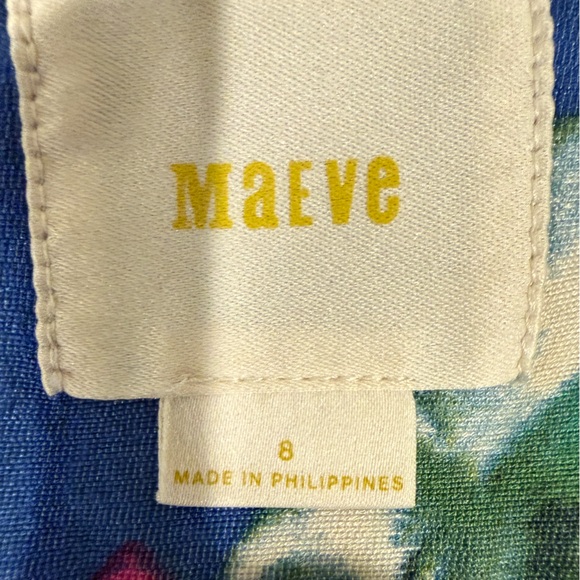 Maeve for Anthropologie Cotton and Silk Blend Blue Floral Skater Skirt - Size 8 - Picture 2 of 9